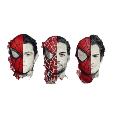 Spider Man Trio Half Mask Portrait Digital Art